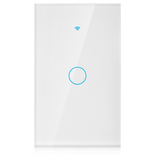 WiFi Touch Screen Switch Single Circle Alexa Google 1-Way AC White 1