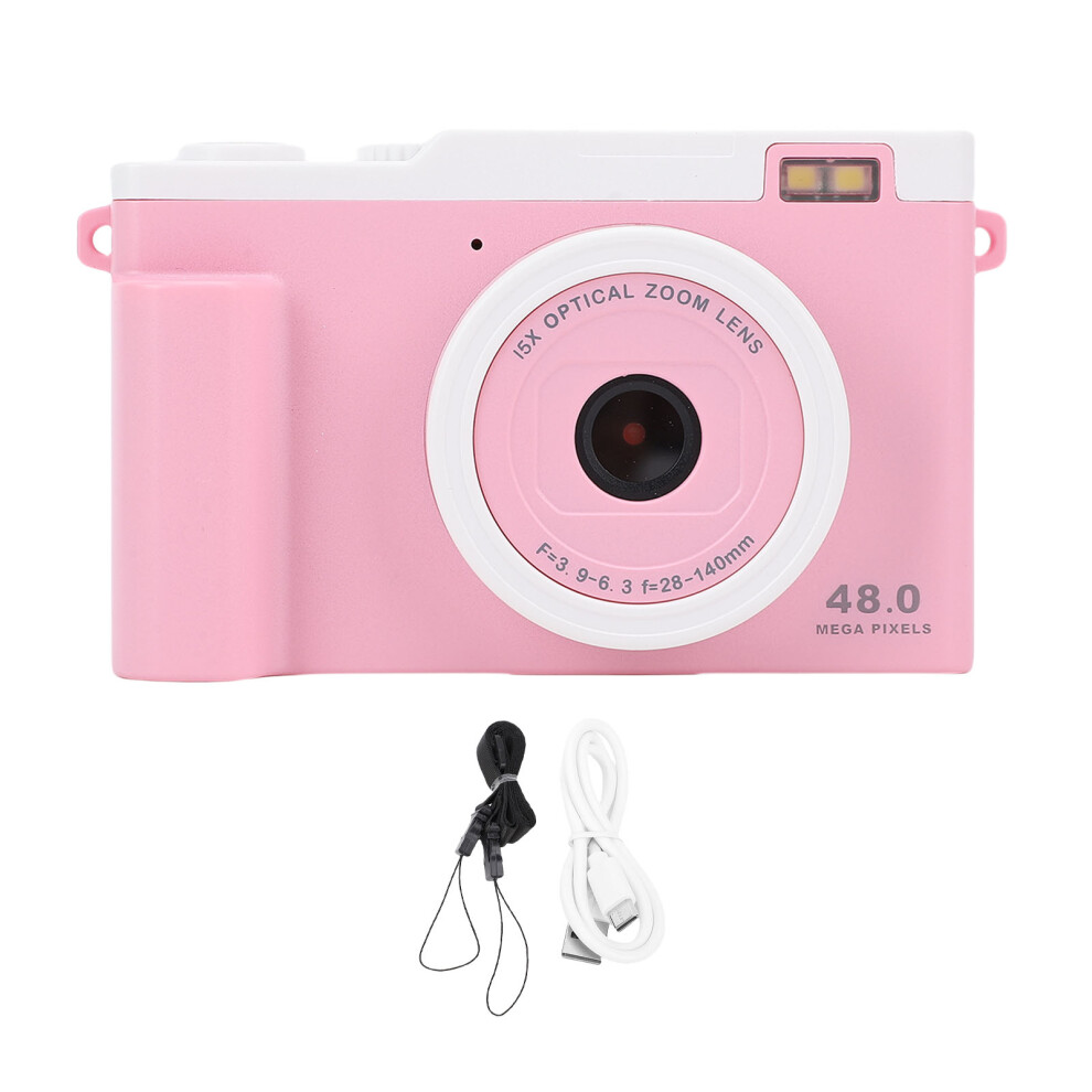 (Pink) 1080P 48Mp Hd Dual Camera 15X Zoom Led Flash Wifi Compact Travel Pink 643505176360
