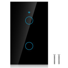 Touch Screen Switch WiFi for Alexa Google 2-Way AC (Black)