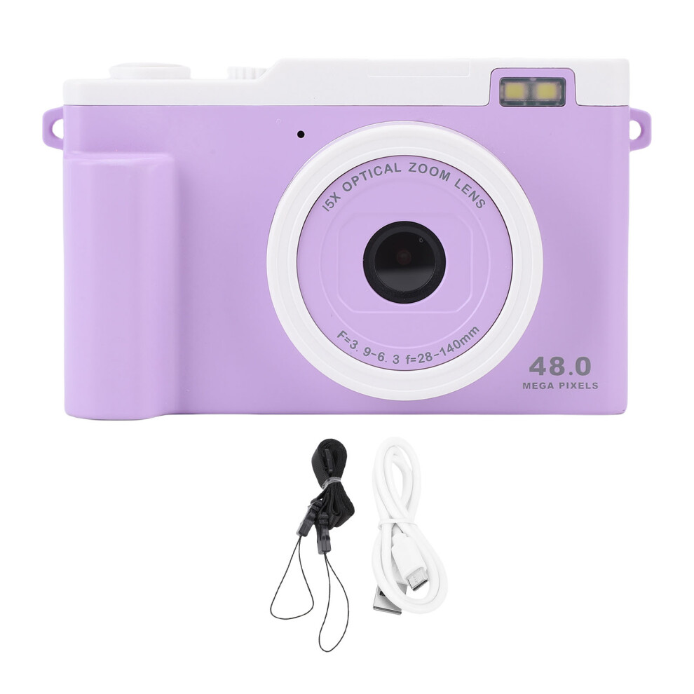 (Purple) 1080P 48Mp Hd Dual Camera 15X Zoom Led Flash Wifi Compact Travel Purple 643505176377