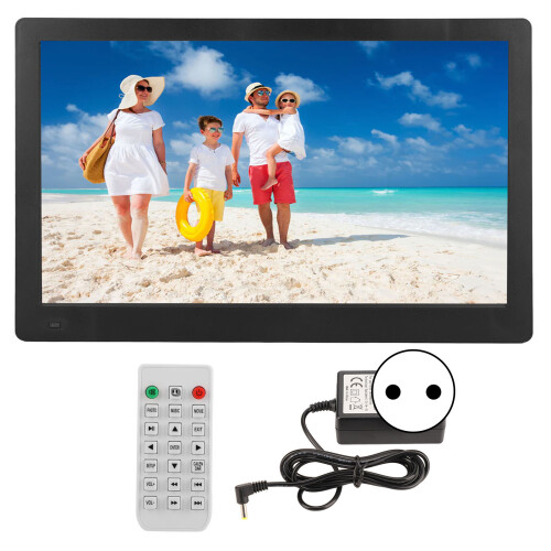 (EU Plug) 15.6in Digital Photo Frame 1920x1080P IPS Clock Calendar 100-240V
