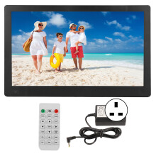 (UK Plug) 15.6in Digital Photo Frame 1920x1080P IPS Clock Calendar 100-240V