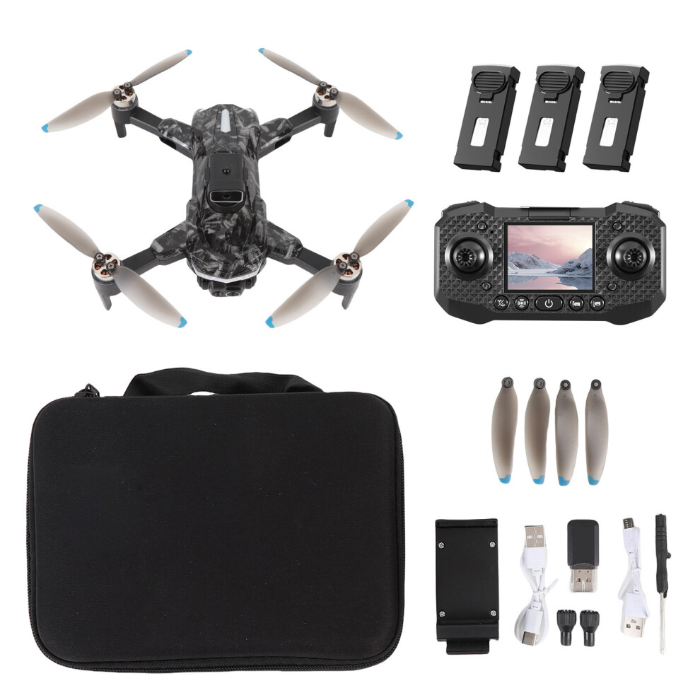 (3 Batteries) Brushless Quadcopter Drone 4K 1080P Hd Wifi Fpv Obstacle Avoidance Led 643505176438