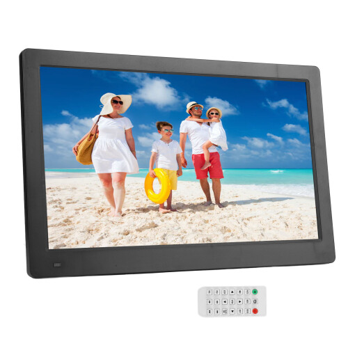 (EU Plug) 15.6in Digital Photo Frame 1920x1080P IPS Clock Calendar 100-240V 2