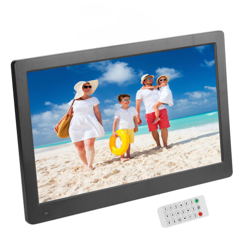 (EU Plug) 15.6in Digital Photo Frame 1920x1080P IPS Clock Calendar 100-240V 1
