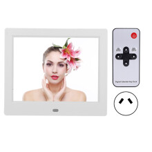 (blanc Prise AU) 8 Inch Digital Clock Calendar Alarm Photo Frame AC110-240V Noir US