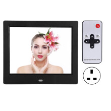 (Noir Prise UK) 8 Inch Digital Clock Calendar Alarm Photo Frame AC110-240V Noir US