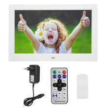 (white EU(100-240V)) 10in Digital Photo Frame 1024x600 HD 16:9 White Multiple Languages