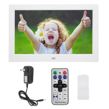 (white US(100‑240V)) 10in Digital Photo Frame 1024x600 HD 16:9 White Multiple Languages