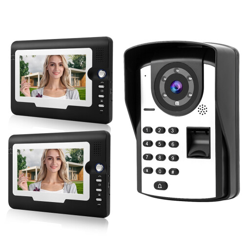 7 Inch Wired Fingerprint Password Video Door Phone Intercom 2