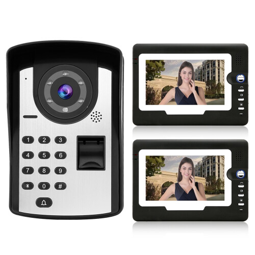 7 Inch Wired Fingerprint Password Video Door Phone Intercom 1