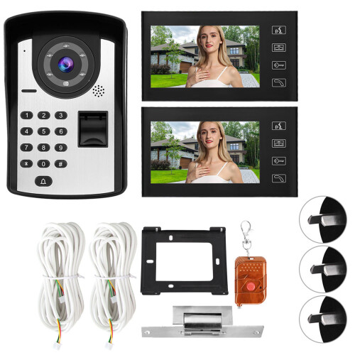 7" LCD Wired Fingerprint Video Door Phone Intercom Kit
