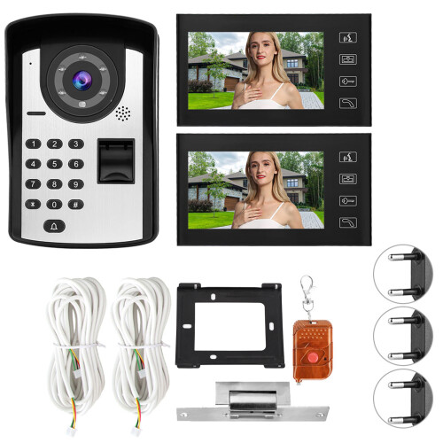 7" LCD Wired Fingerprint Video Door Phone Intercom Kit