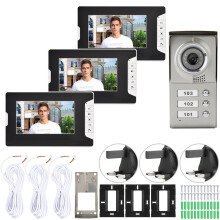 3-Unit Wired Video Door Phone Audio Intercom Entry System