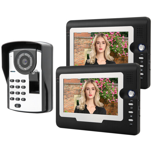 7in TFT Video Door Phone Wired Intercom Fingerprint Unlock 2