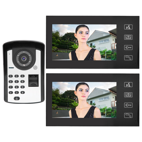 7in Wired Video Door Phone Intercom Fingerprint Password Remote Unlock 1