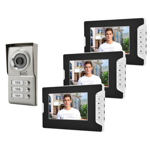3-Unit Wired Video Door Phone Audio Intercom Entry System 1