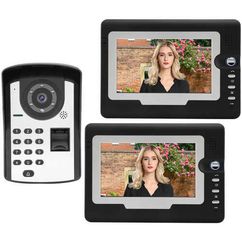7in TFT Video Door Phone Wired Intercom Fingerprint Unlock 1