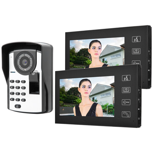 7in Wired Video Door Phone Intercom Fingerprint Password Remote Unlock 2