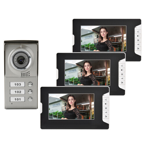 3-Unit Wired Video Door Phone Audio Intercom Entry System 2