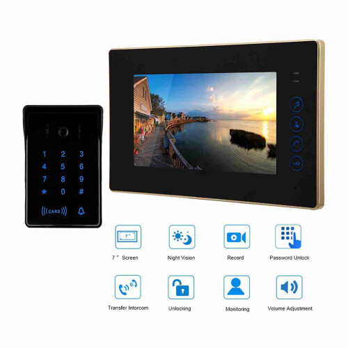 7" Wired Touch Keypad Video Door Phone with Electric Lock 2