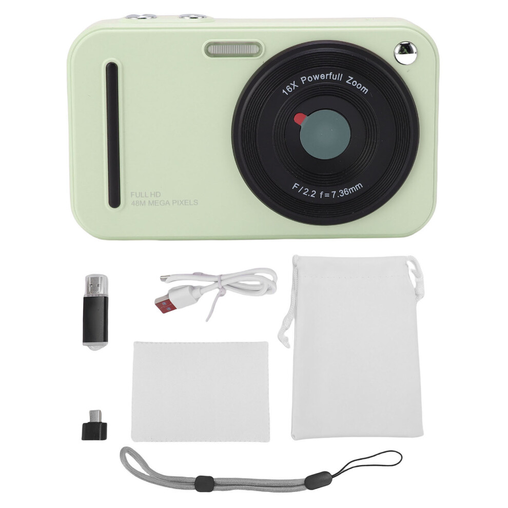 (Green) Digital Camera 48Mp 1080P Auto Focus Anti Shake 16X Zoom 32Gb Green 643505177206