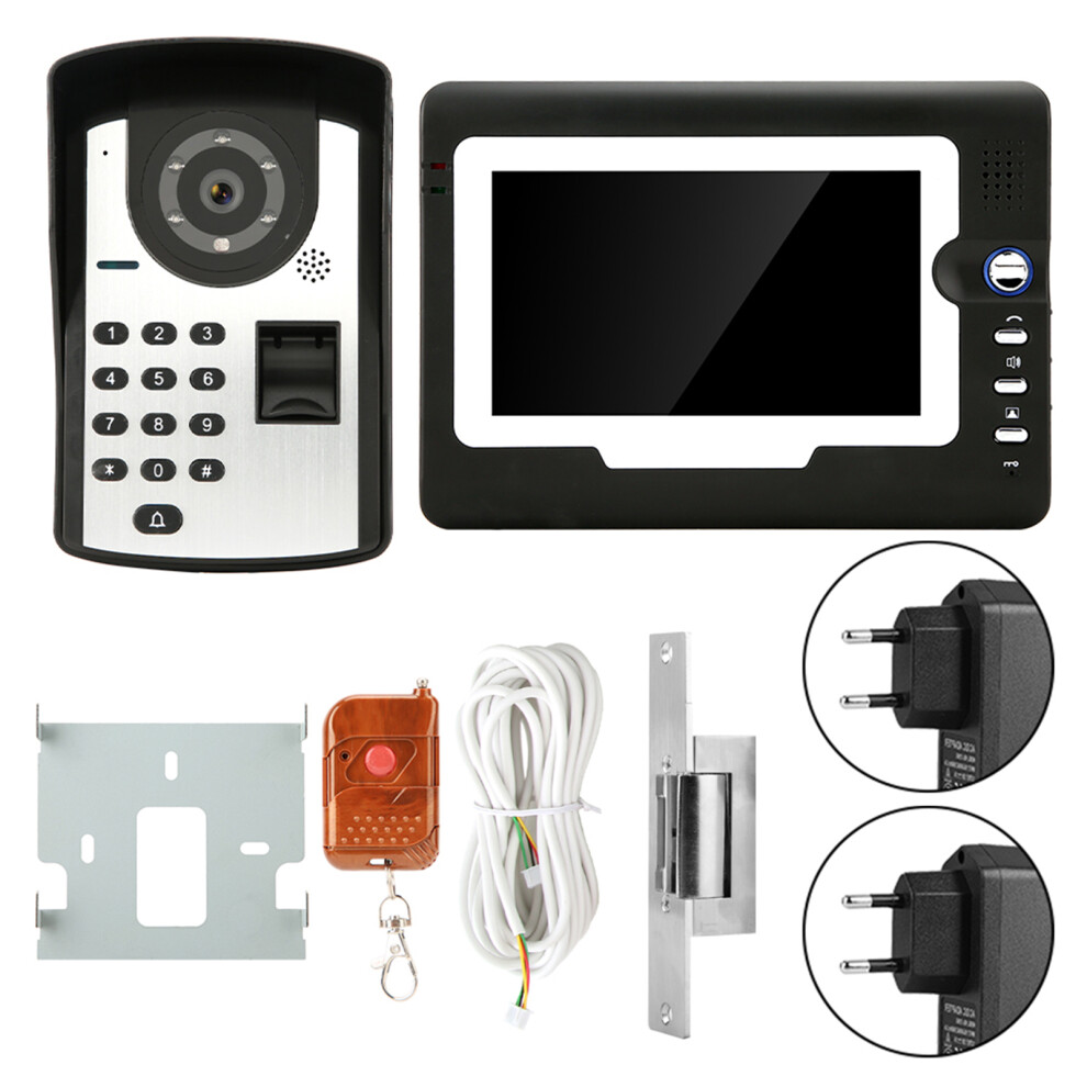 7In Lcd Password Fingerprint Video Door Intercom Doorbell 604725165671