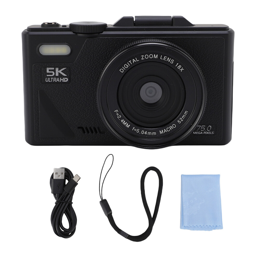 (32G ) 5K Digital Camera 75Mp Anti Shake Wifi Autofocus Vlog 18X Zoom Black 643505177800