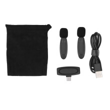 Wireless Dual Lavalier Microphones 2.4G Lapel Mic Noise Reduction 20M
