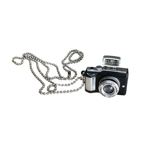 (Black) Hip Hop Flash Camera Pendant Necklace Black