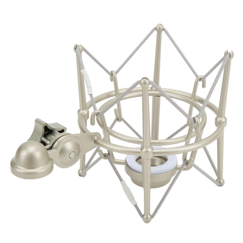 (Champagne Silver) Microphone Shock Mount Clip Anti Vibration Holder for Streaming