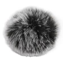 (Black White) Artificial Fur Lavalier Mic Windscreen Lapel Clip On Black White