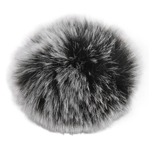 (Black White) Artificial Fur Lavalier Mic Windscreen Lapel Clip On Black White