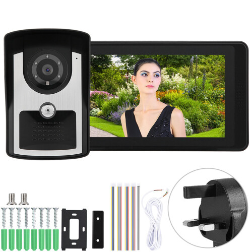 7" LCD Wired Video Door Phone Intercom App Remote Unlock Recording