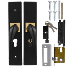 Aluminum Wooden Door Silent Handle Lock with Keys Black