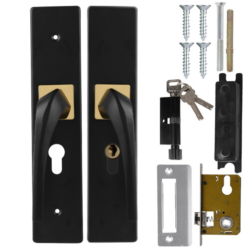 Aluminum Wooden Silent Door Handle Lock with Keys Black