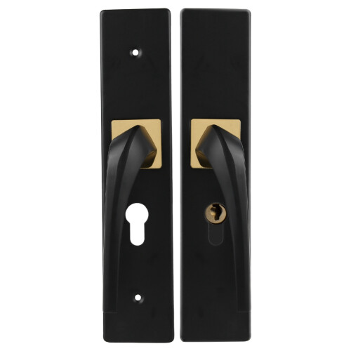 Aluminum Wooden Silent Door Handle Lock with Keys Black 2