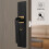 Aluminum Wooden Silent Door Handle Lock with Keys Black 5