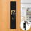 Aluminum Wooden Silent Door Handle Lock with Keys Black 4