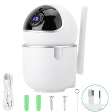 Wireless Mini PTZ 1080P HD WiFi Security IP IR Camera White