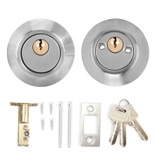 Double Cylinder Steel Security Door Bolt Lock Silver Wood Doors