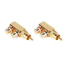 2x RCA-Stecker auf Buchse Splitter 90
