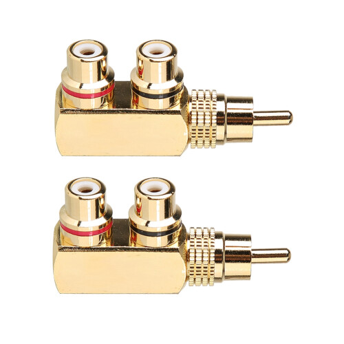 2x RCA-Stecker auf Buchse Splitter 90 1