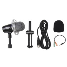 Dynamic Mic Stand Volume Control LED 3 Pickup Mode Sound Card 3.5mm
