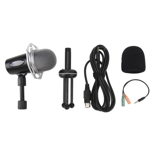 Dynamic Mic Stand Volume Control LED 3 Pickup Mode Sound Card 3.5mm
