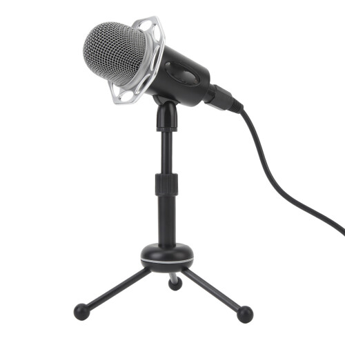 Dynamic Mic Stand Volume Control LED 3 Pickup Mode Sound Card 3.5mm 2
