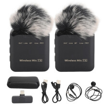 Dual Wireless Lavalier Mic for Phone Laptop Video Interview