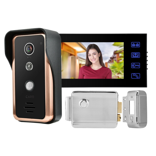 1 Monitor RFID IR Camera 7in Wired Intercom with Electric Lock 2