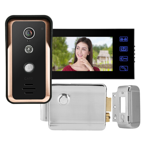1 Monitor RFID IR Camera 7in Wired Intercom with Electric Lock 1