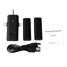 Wireless Lavalier Mic System 3 in 1 Noise Reduction Clip On Lapel Mic